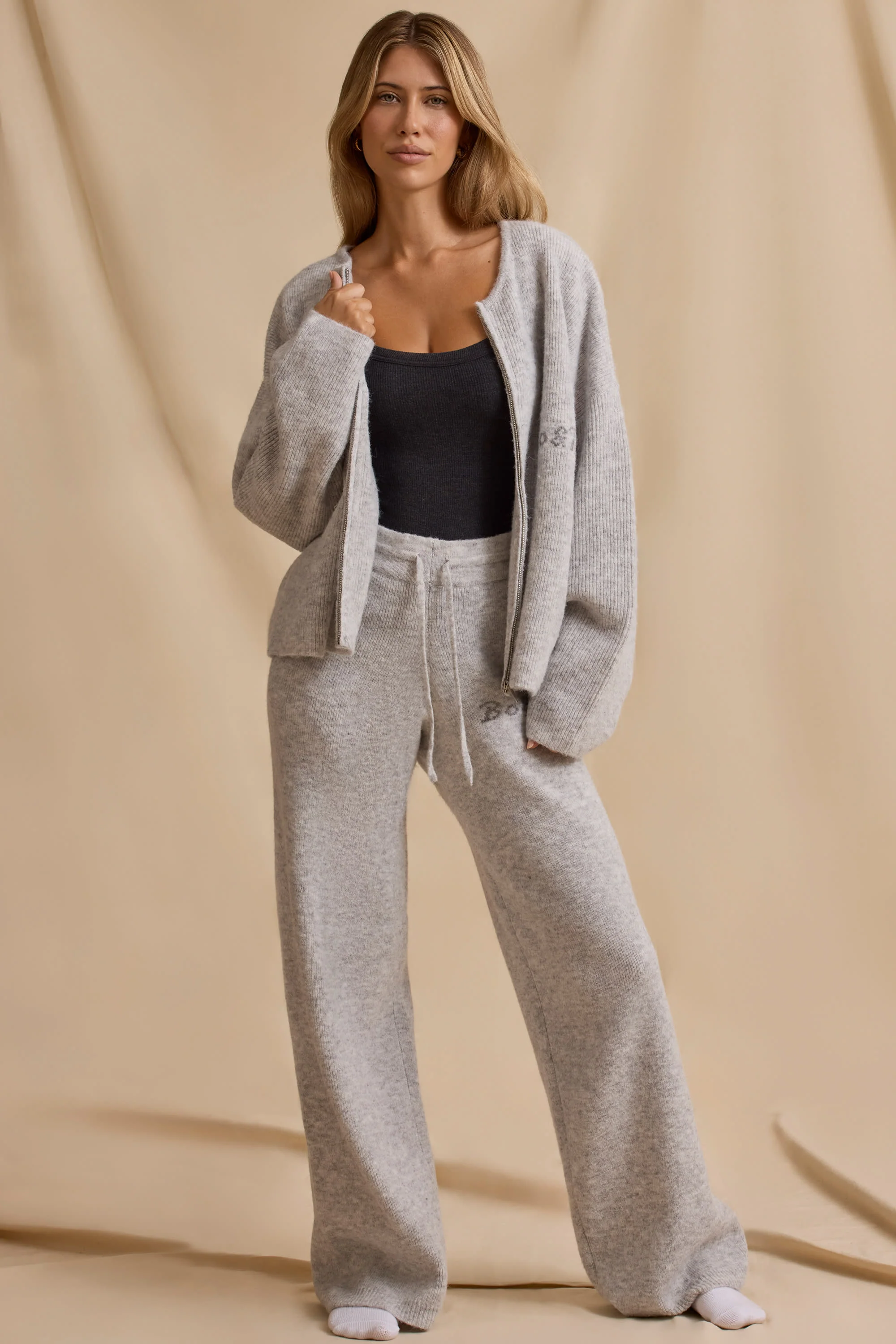 Oversized Zip-Up Cardigan in Ice Marl - Image 5