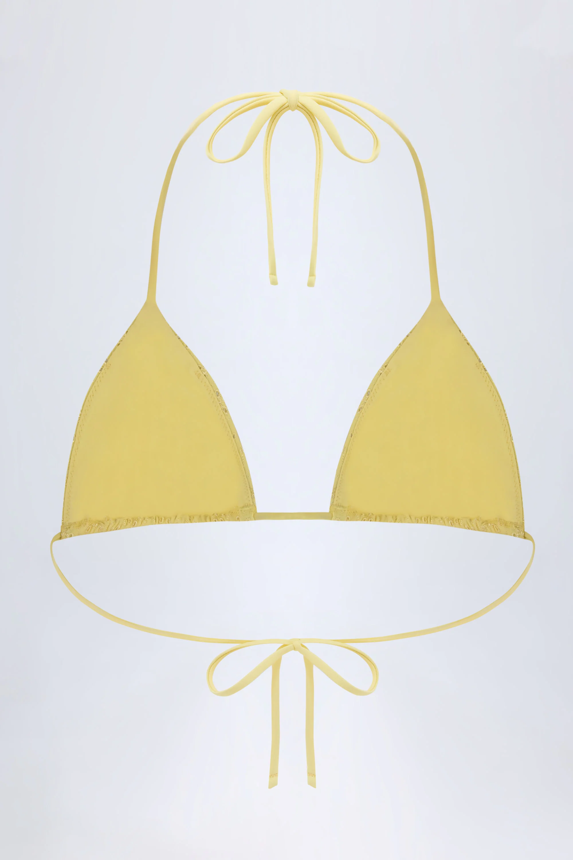 Broderie Anglaise Triangle Bikini Top in Lemon Yellow - Image 8
