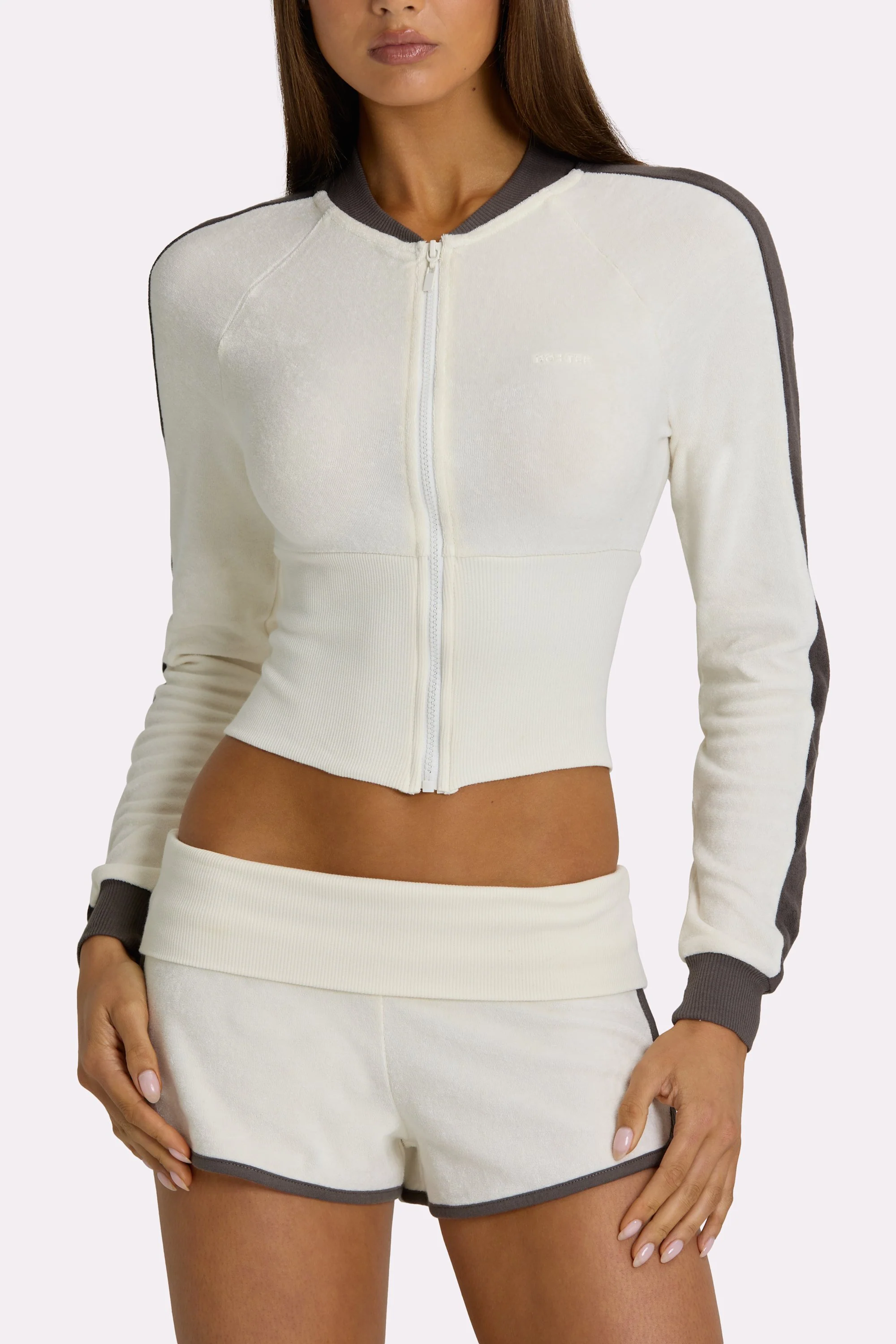 Terry Zip-Up Jacket in Coconut - Image 4